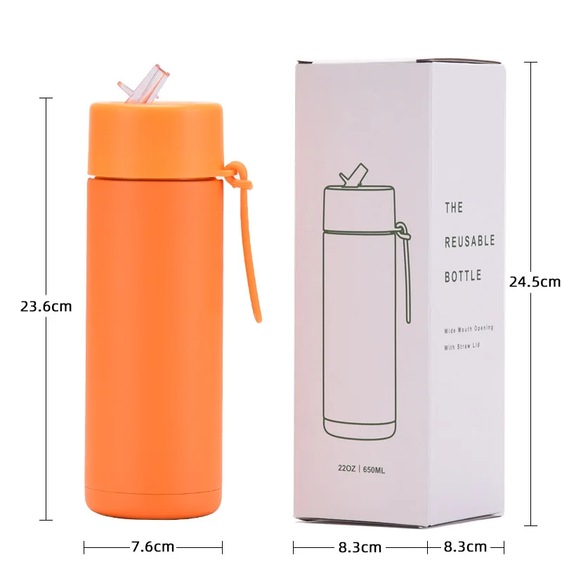 Stainless Steel Insulated Tumbler Thermal Vacuum Flask Drinking Water Bottle with Straw