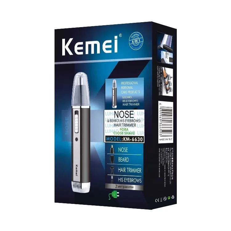 Kemei перезаряжаемые электрический триммер для носа KM-6630 машинка стрижки волос и бритва бровей 4 в 1 уход за