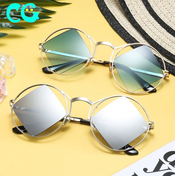 Retro Round Sunglasses Women Men Fashion Steam punk Vintage Rhombus Sun Glasses Girls UV400 lunette de soleil femme G18034