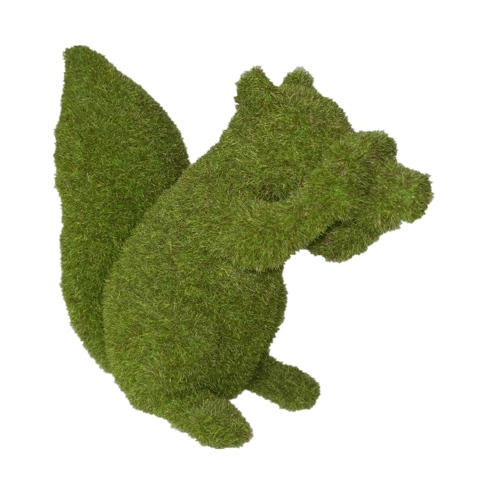 Wholesales Animal Statue Resin Garden Green Moss Sitting Squirrel Statue  with Mushroom Spring  Figure