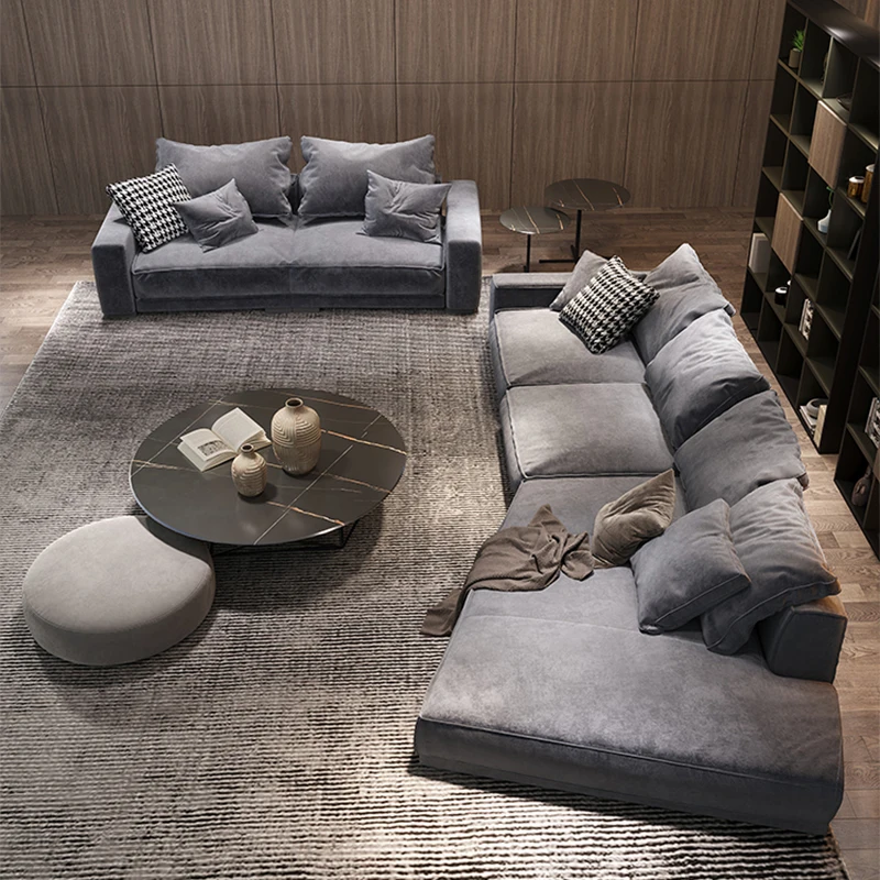 Luxury Modular Custom Sectional Home Furniture Soft Interior Leathaire Fabric Living Room Sofa