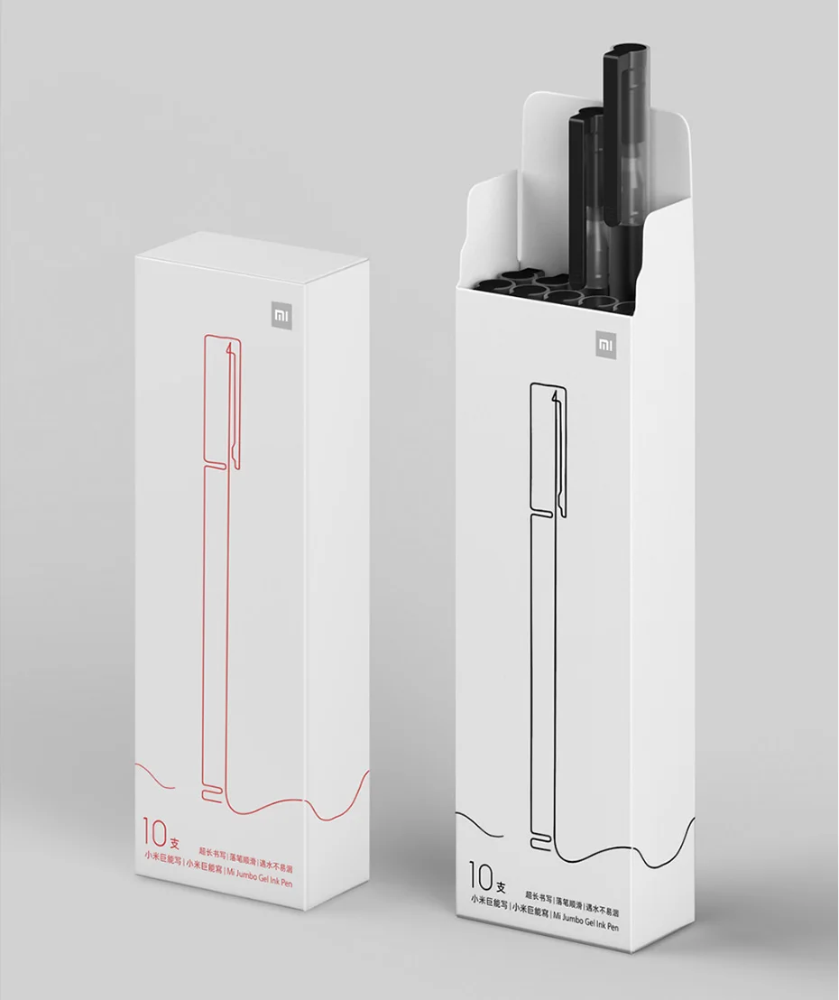 Original Xiaomi 10pcs Sign Pen Mijia Gel Pens 0.5MM Super Durable Black Red Ink Smooth Switzerland Refill Mikuni Japan Ink Drop