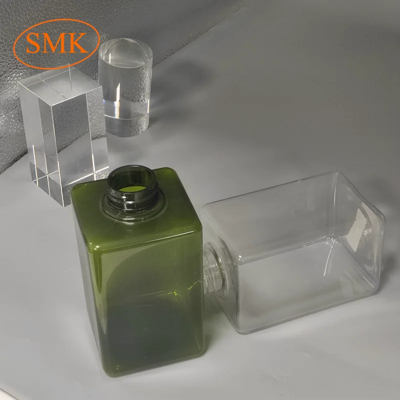 Bottles Rectangular Flat Square Plastic New Customized Design 500ml Empty Amber Cosmetic PET