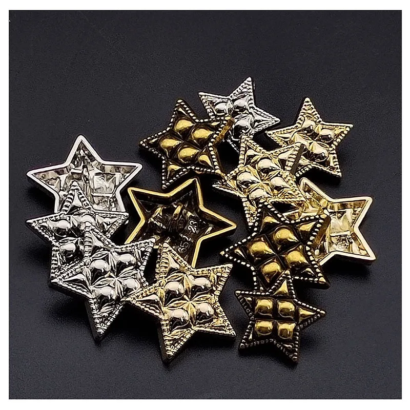 Embossed nickel free Alloy Shank Buttons Vintage star metal buttons for Coat sewing buttons for clothing