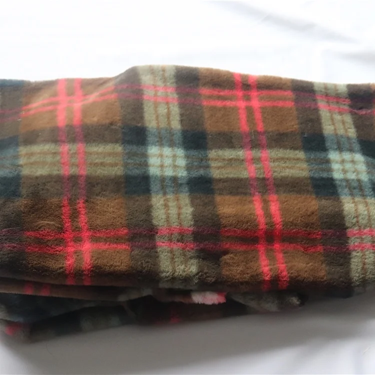 Wholesale 100% polyester High quality new product Checks rabbit faux fur fabric for home