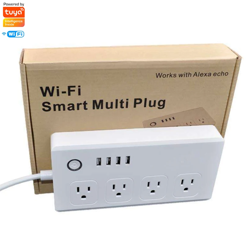  E-starri Tuya Wi-Fi 4/4 способов умная штепсельная вилка постоянного тока выход USB зарядка расширители удаленное управление с помощью приложения Smart мощность пропилен-каучука прокладки