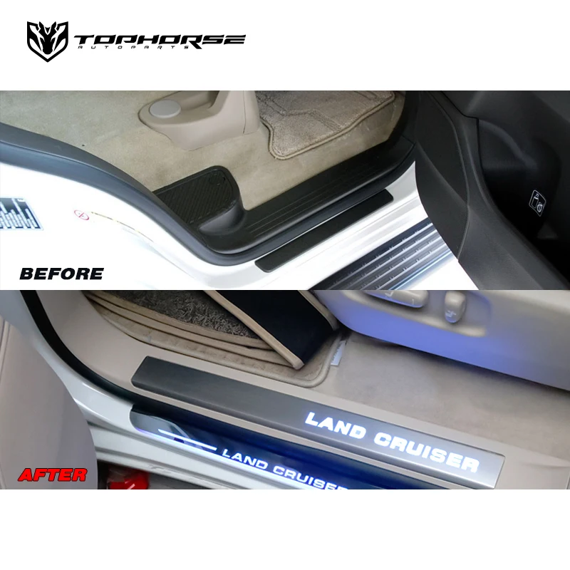 LED door sill plate For land cruiser 200 side step plate foot board  car accessories  auto parts