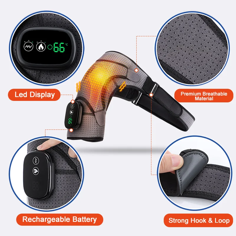 Women Men Health Care Portable Vibration Brace Support Wrap Heated Shoulder Pad Massage Belt and Shoulder Massager
