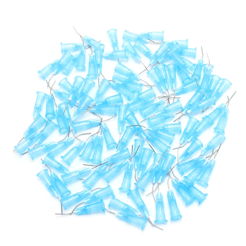 100pcs Dental Bent Needle Tips Flow Sealant Etchant Composite Resin Acid Reagent Syringe Tips