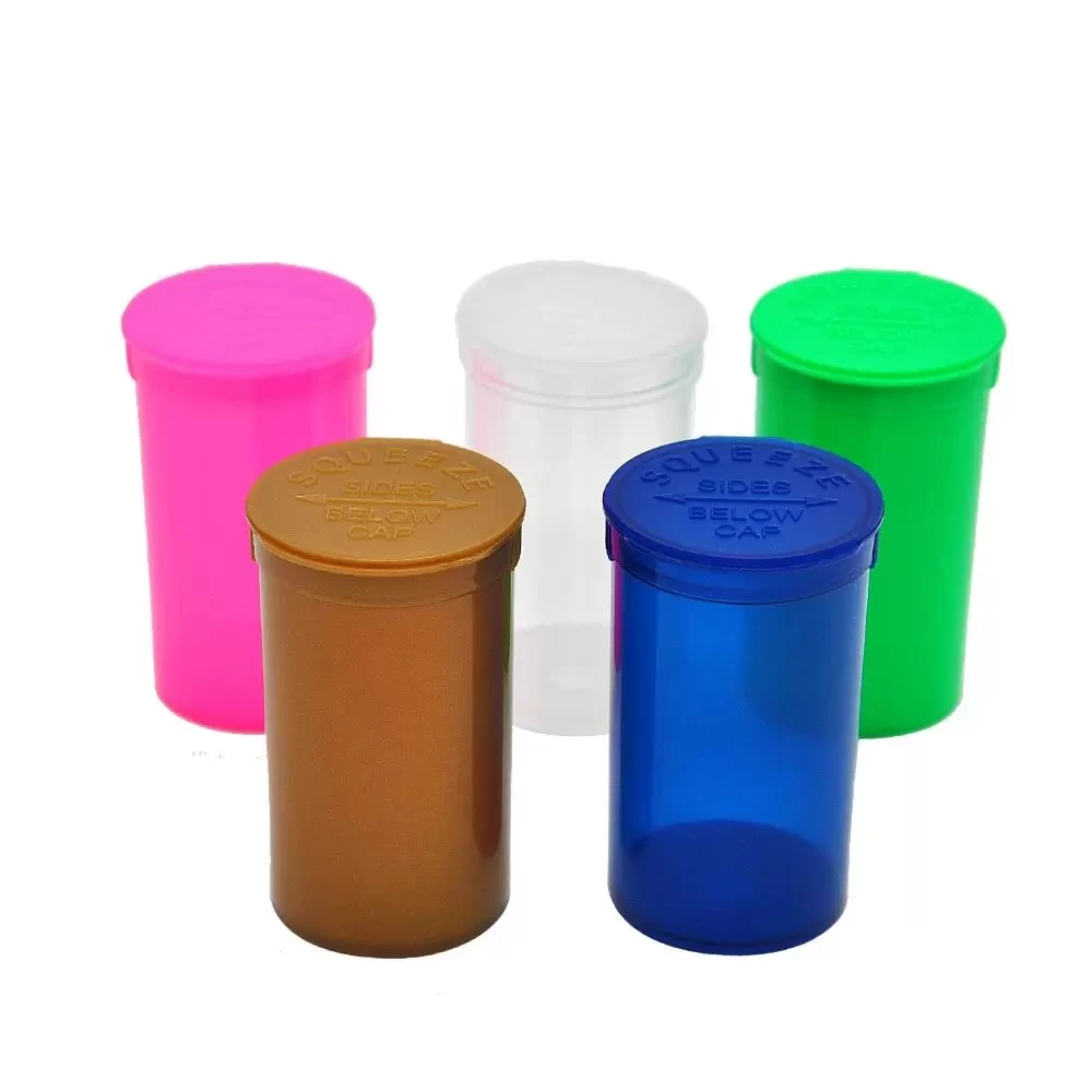 Child Proof Pre Roll Plastic Tube Packaging Smell Proof Pop Top Bottles Container 13 19 30 Dram Vials