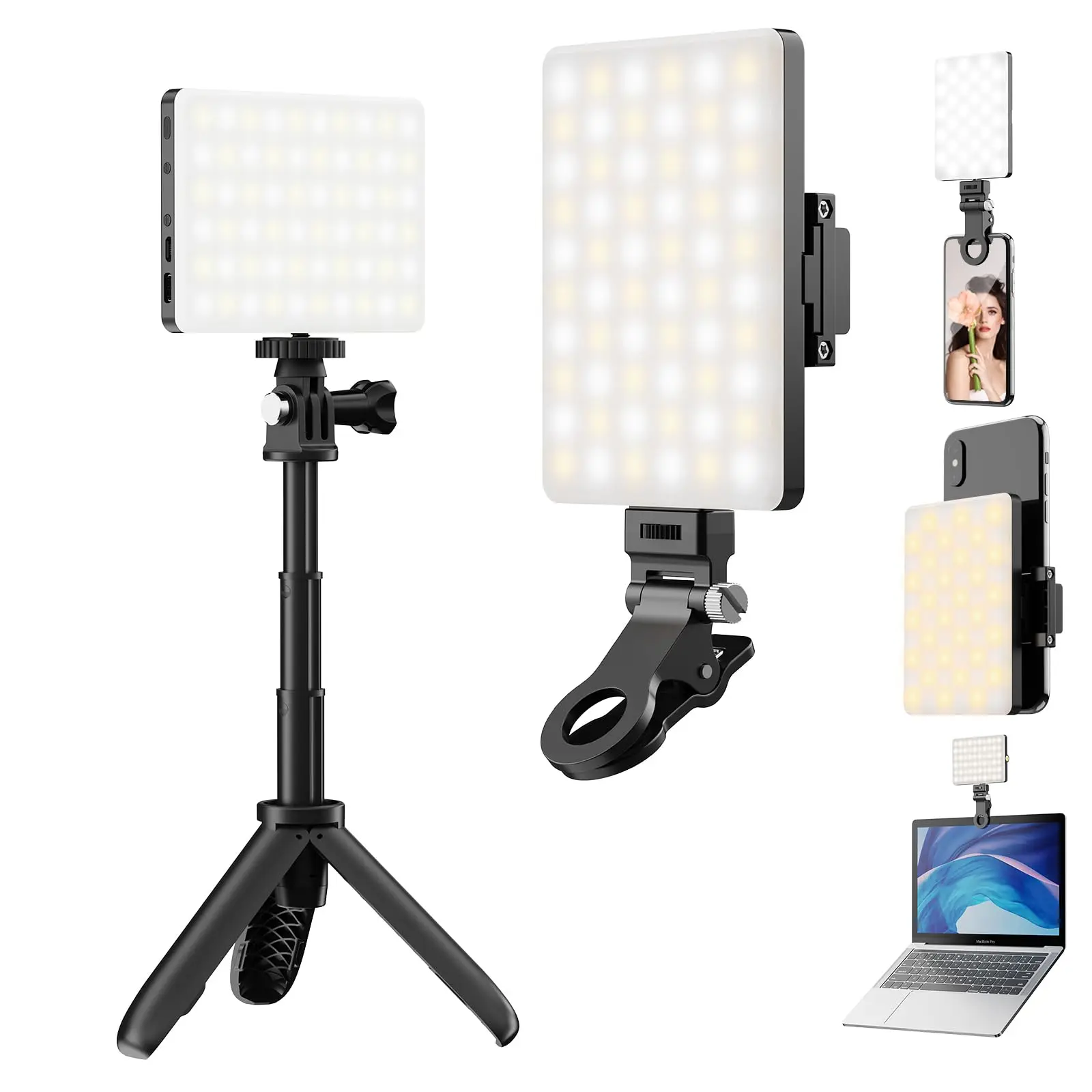 Hongdak 60 LED 2500mAh Rechargeable Phone Fill Light LED Selfie Light with 3 Light Modes for Video Conference TikTok