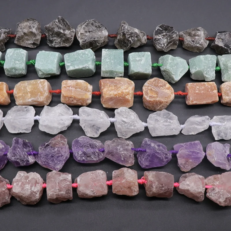 Raw Rock Mineral Stone Beads DIY Jewelry Reiki Healing Colorful Natural Citrines Amethysts Garnets Crystal Quartz Beads