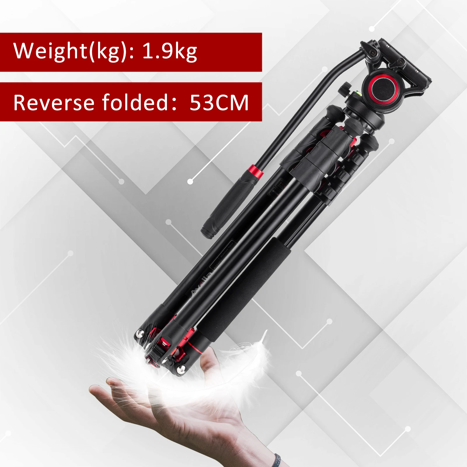 Cayer New Arrival Multiple Function Lightweight Aluminum Professional Video Camera Tripod Stand with Fluid Head Video Stand