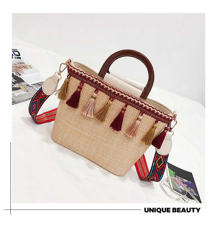 Support custom fashionable rattan bali straw bags women handbags