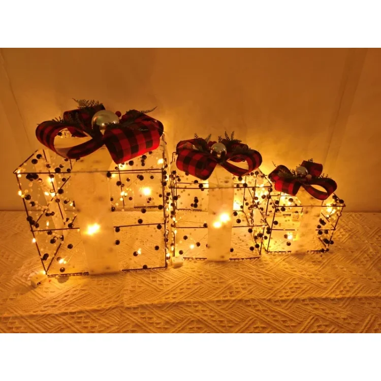 Gift Box Christmas Decor Small Night Light Waterproof Acrylic Material Battery Lighting Pure Handmade Crafts