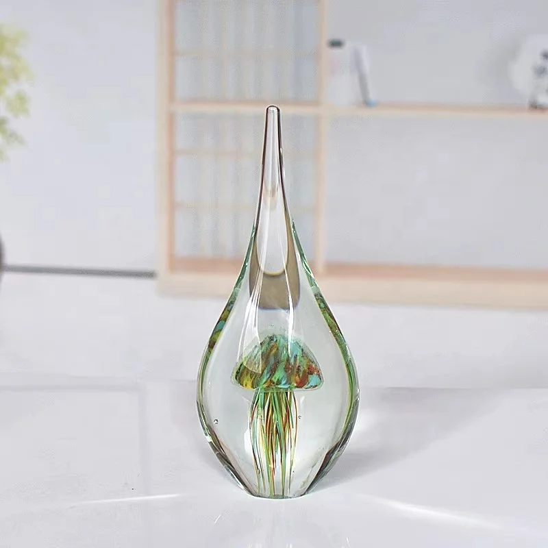 Nordic luxury house decoration art office living room glazed colored water drop jellyfish murano glass decoration gift crafts