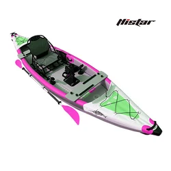 Histar High Quality 4.7m Pink Manufacturer Inflatable Rowing Boat Foldable Full Drop Stitch Foot Pedal Driven Fishing Kayak