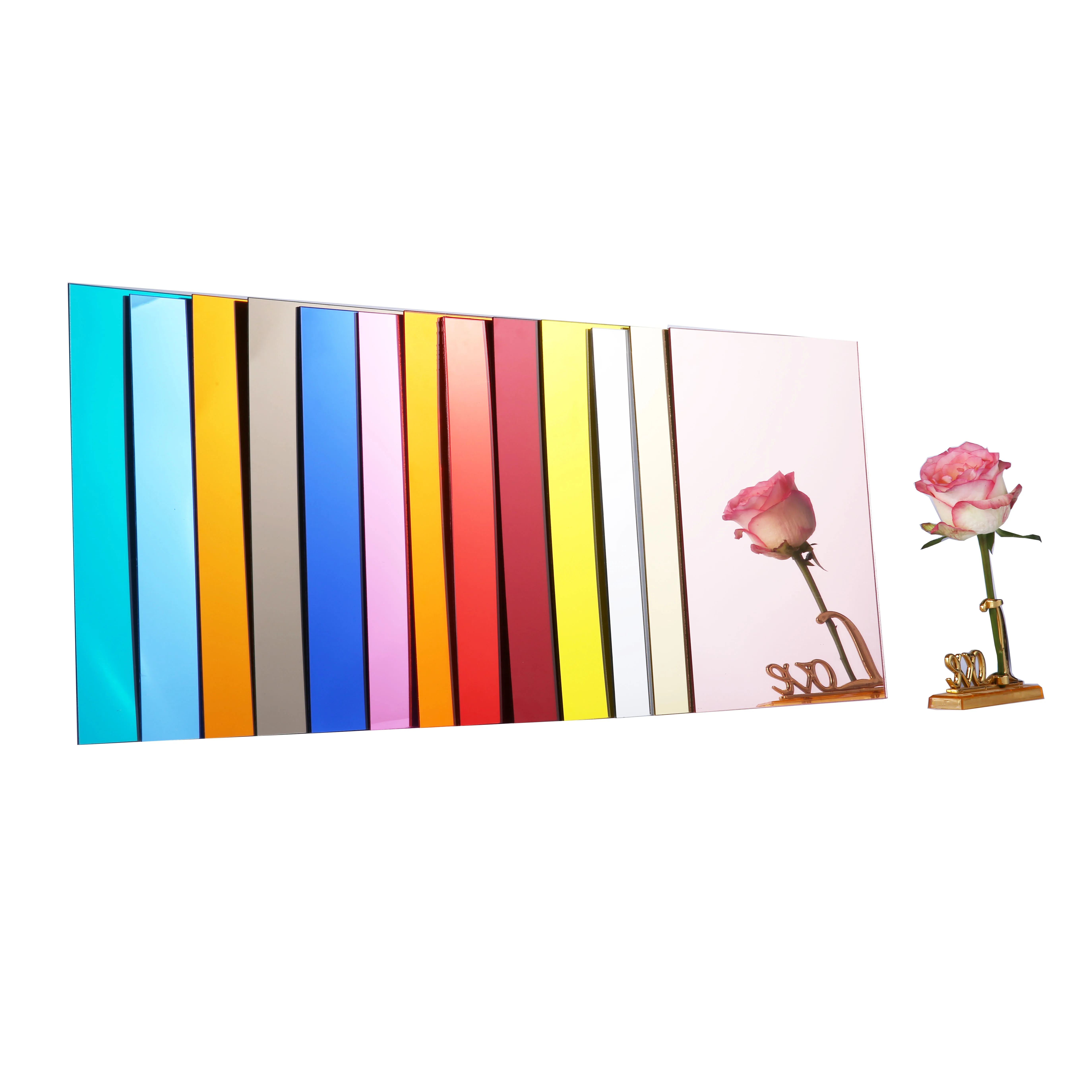 Self Adhesive Venyl Acrylic Sheets 12x12 Small Size Mirror Gold Pmma Cast Rose Gold Acrylic Mirror Sheet