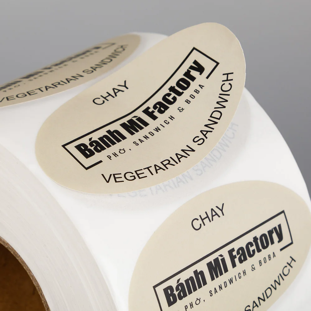 Rectangle New Custom Logo Printed Roll Adhesive Acrylic Carton Sealing Label Stickers for Food Bag Packaging