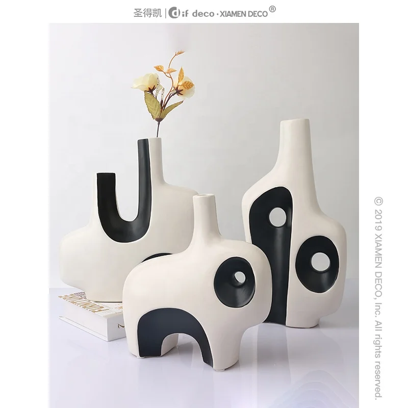 European Style Luxury Dining Room Accessories Interior Decoration Ceramic With Gold Vases Minimalist Home Decor