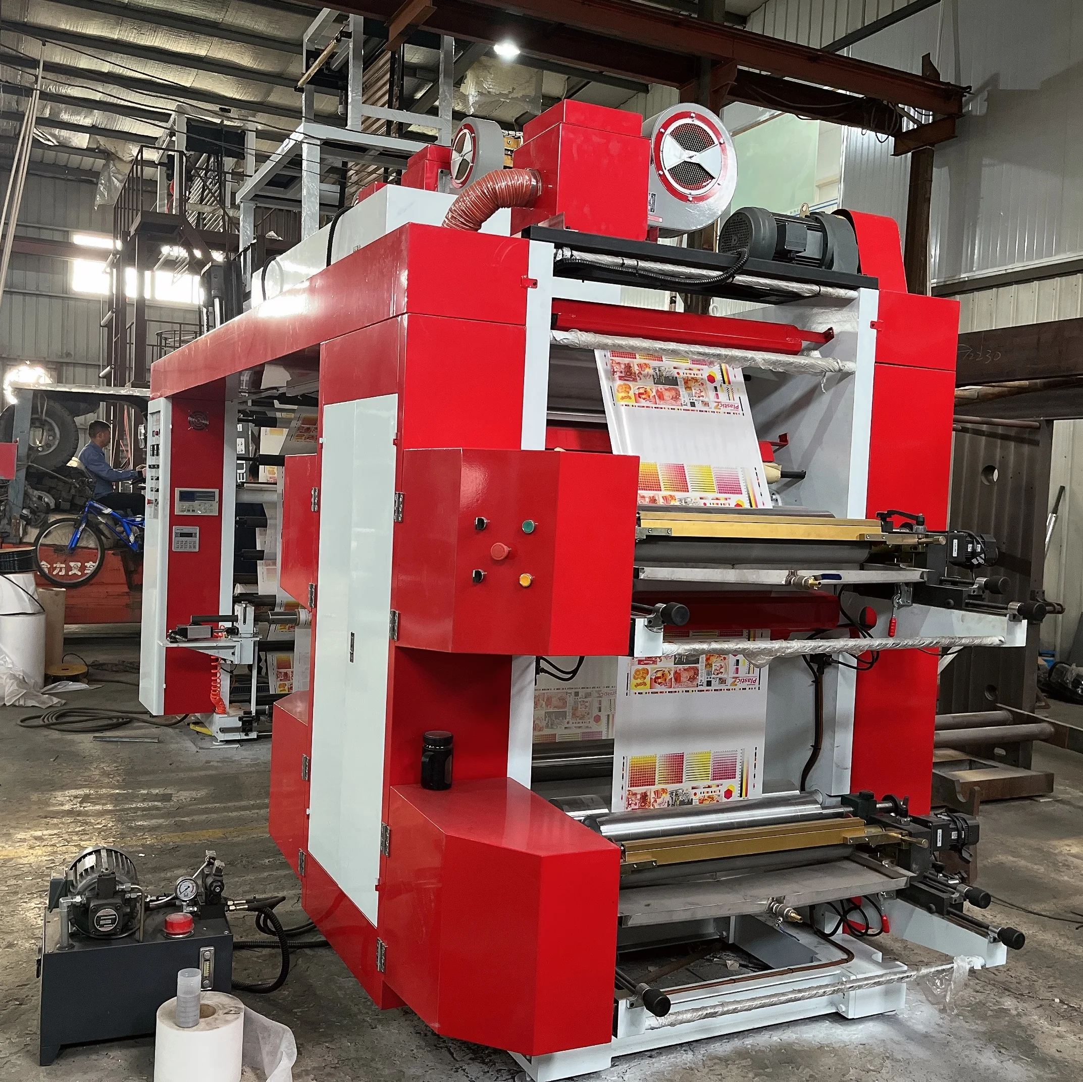 High Speed 90m/Min 4 Color Flexo Plastic Bag Printing Machine Multi-purpose PE PP OPP BOPP Film Shirt Printer