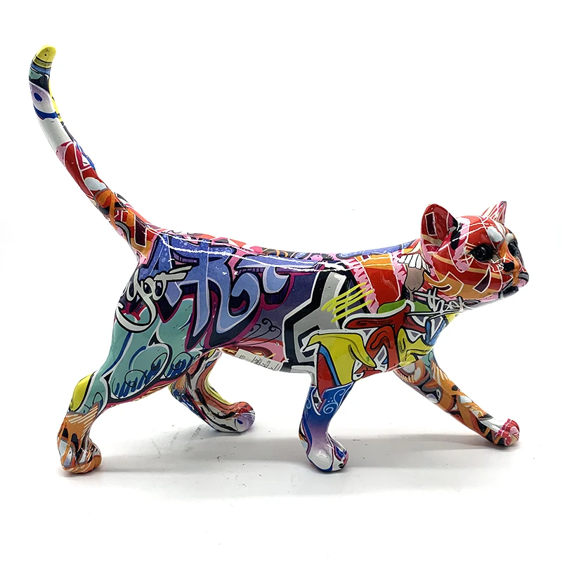 Креативная печать на воде, статуя животных, статуя из смолы, красочная статуя кота