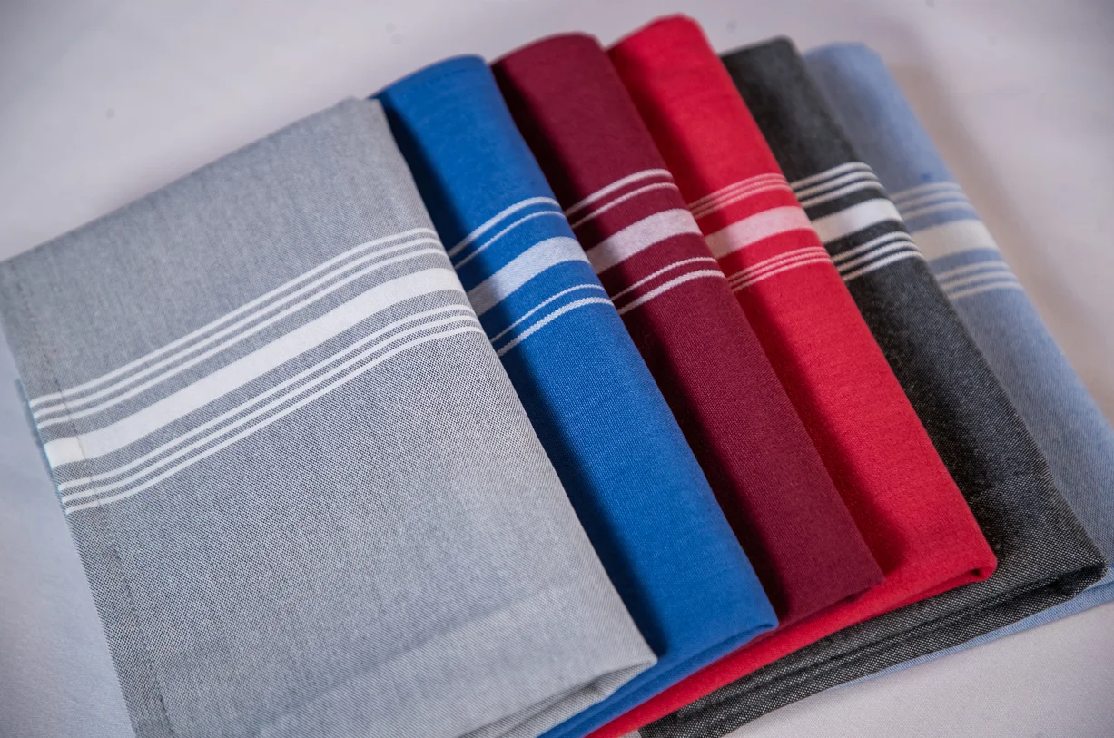 100% MJS Spun Polyester Reverse Bistro Dinner Napkins With 7 Stripes for Table 12Sx12S