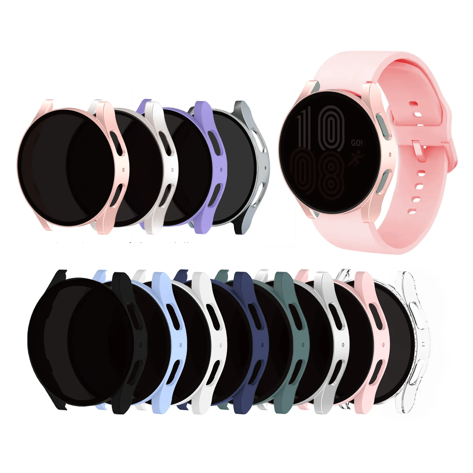 Tschick Privacy Glass+PC Case for Samsung Galaxy Watch 7 40 44mm All-Around Screen Protector Bumper With Tempered Glass