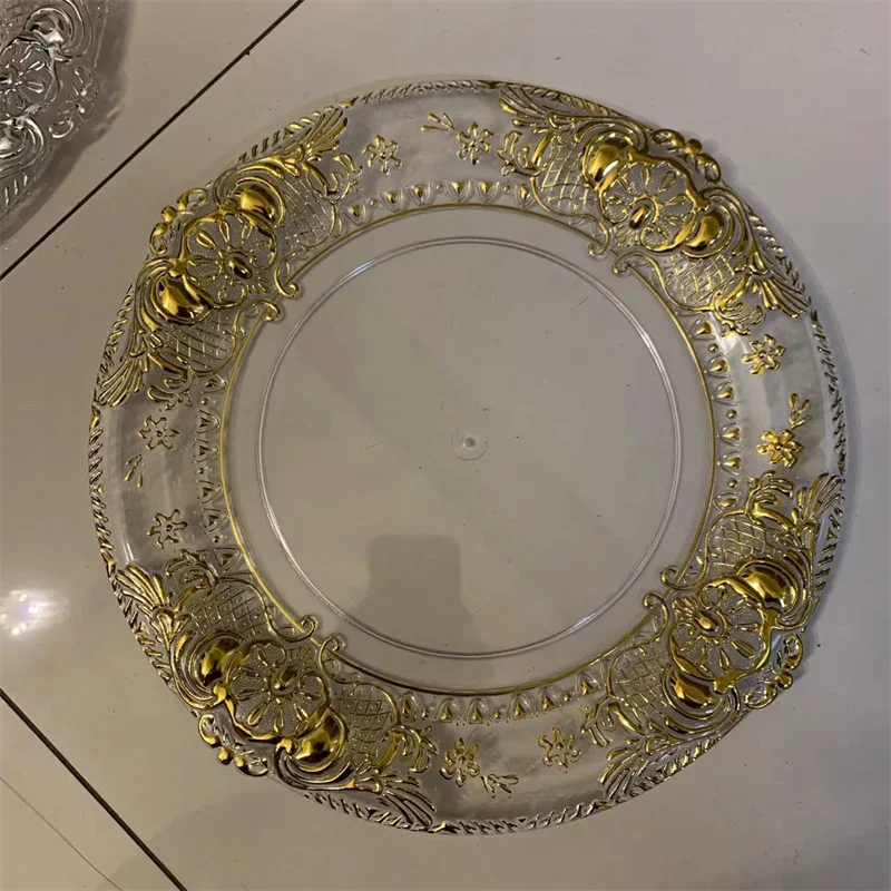 2023 nice design wholesale clear round acrylic charger plates modern unique under plate