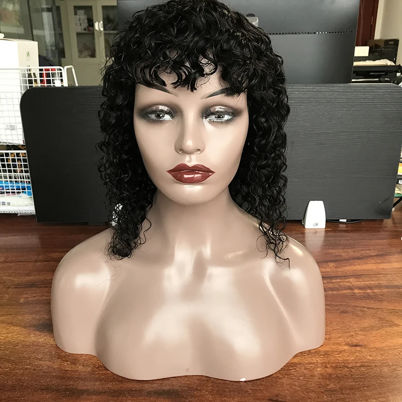 
wholesale Unprocessed human hair wig with fringe, fringe wig human hair, 100% natural remy india human hair wig 