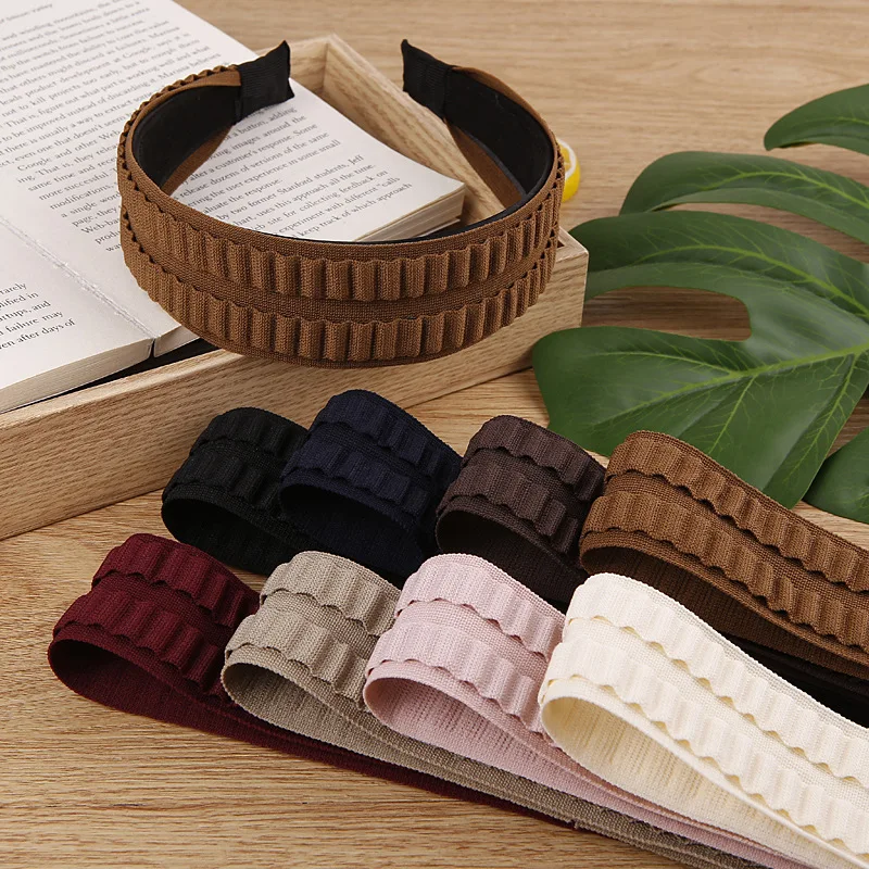 4cm 3D double wave thick custom polyester spandex elastic waist band webbing straps tape for hair band pant