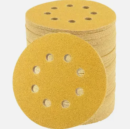 Yellow Aluminum Oxide sandpaper 3/4/5/6 inch 8 holes or no holes Round sanding disc for polishing wood and metal