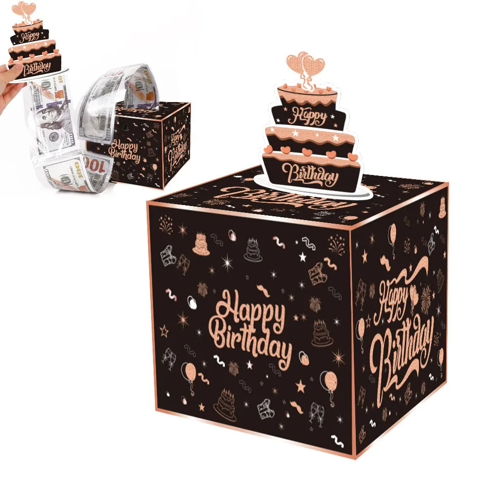 Birthday Money Box for cash gift pull cash gift box band pull out Happy Birthday Card DIY set-a fun and loving way to offer cas