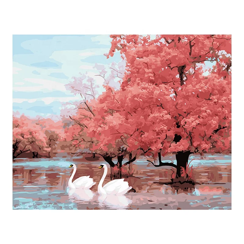 Best selling Rural forest scenery custom design hand painting oil canvas digital oil painting