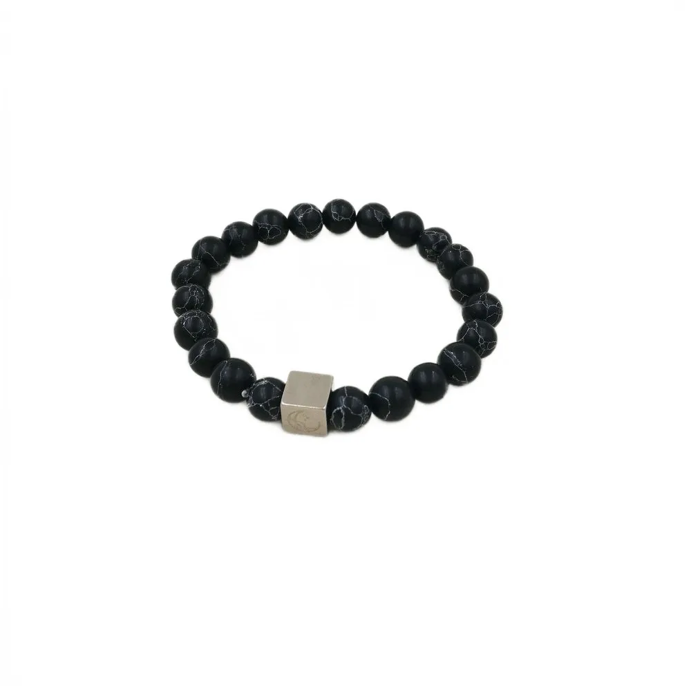 8mm  Turquoise Stone Bracelet With Customized logo On The Stainless Steel Bead