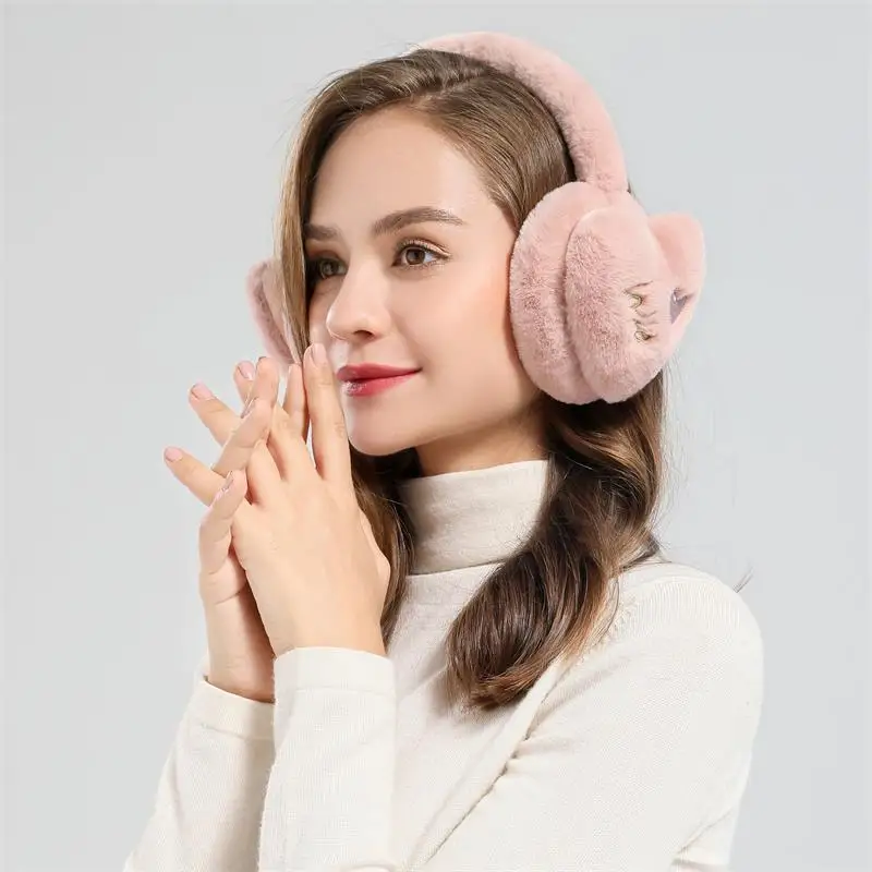 OEM Winter cartoon adult Mickey rides warm plush thick ears warm ear cover purple plush earmuff