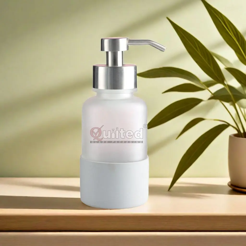 350ml Round Empty Shampoo Lotion Cosmetics Foaming Hand Soap Dispenser Glass Bottles For Bathroom