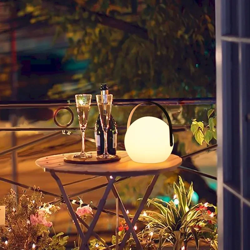 16 Colorful Led Sphere Light Cordless Rechargeable Battery Operated Ball Table Lamp With Carrying Handle For Indoor And Outdoor