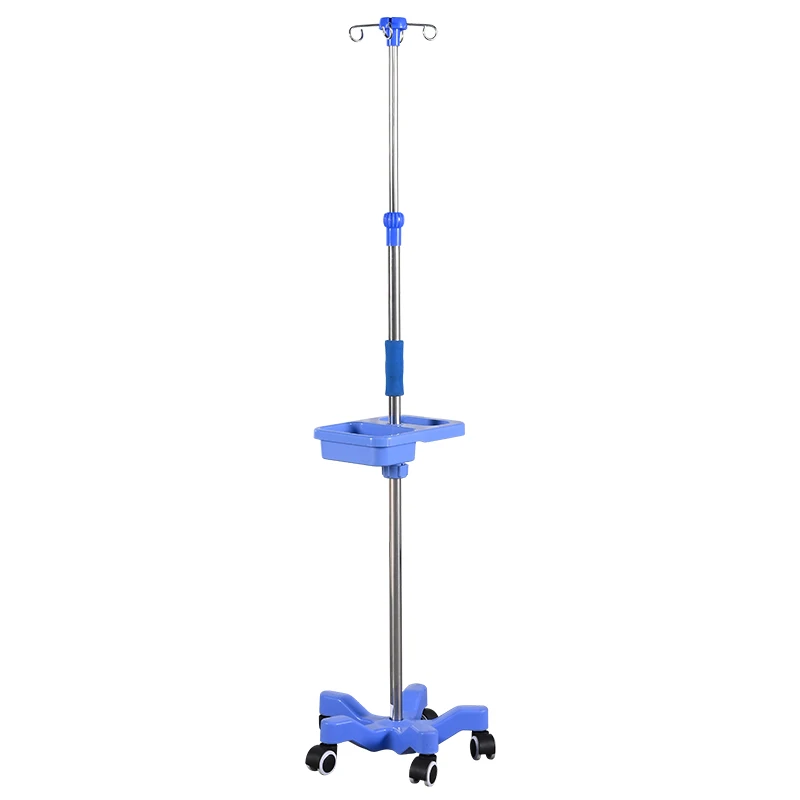 Factory Direct Supply  Hospital furniture stainless steel infusion drip IV stand with 4 hooks  IV pole