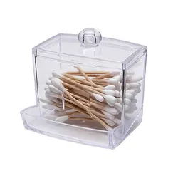 Plastic Cotton Swab Ball Pad Holder Acrylic Boxes with Lids Bathroom Organizer Qtip Apothecary Jar Clear Container Dispenser