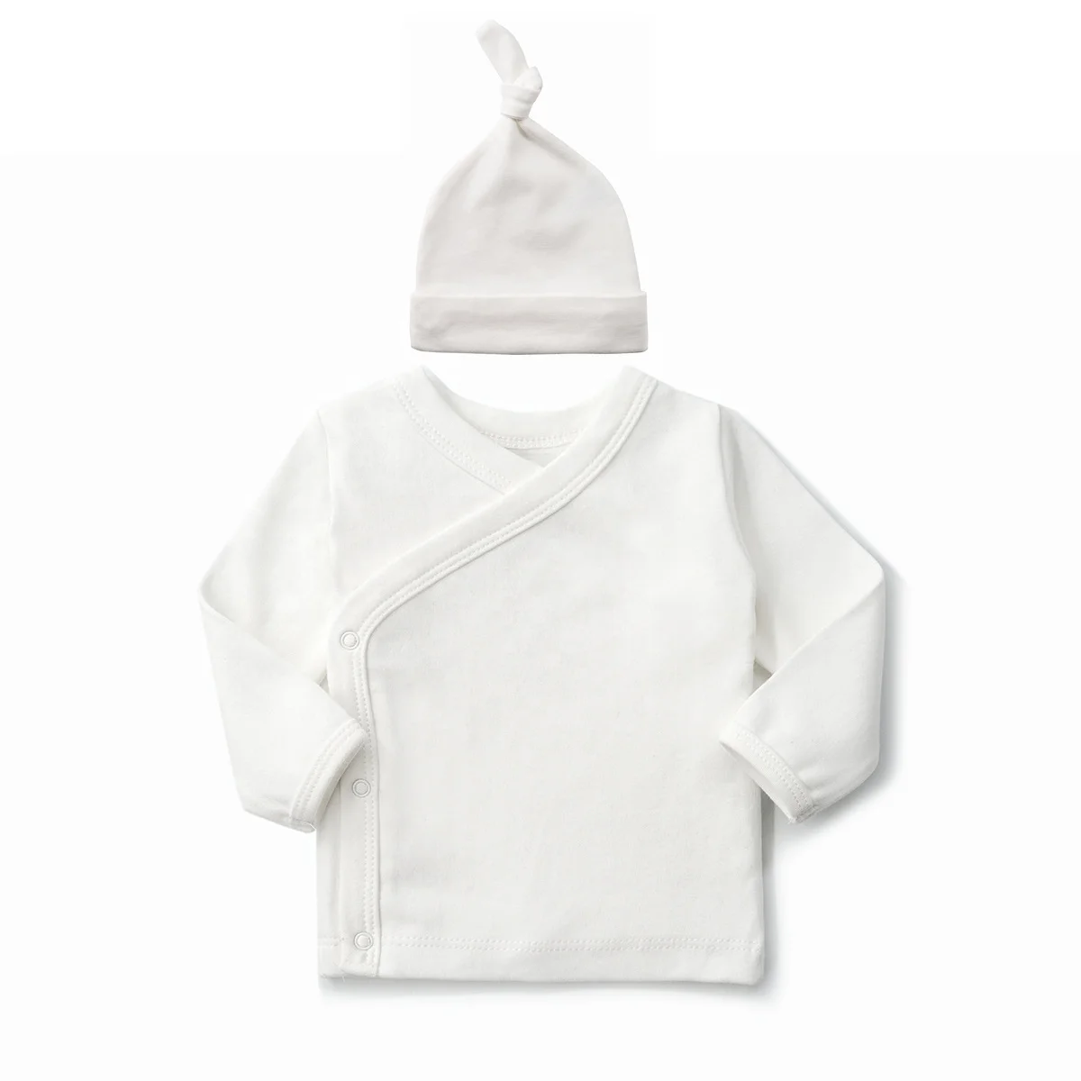 
Baby Long Sleeved T Shirt with Knotted Hat 