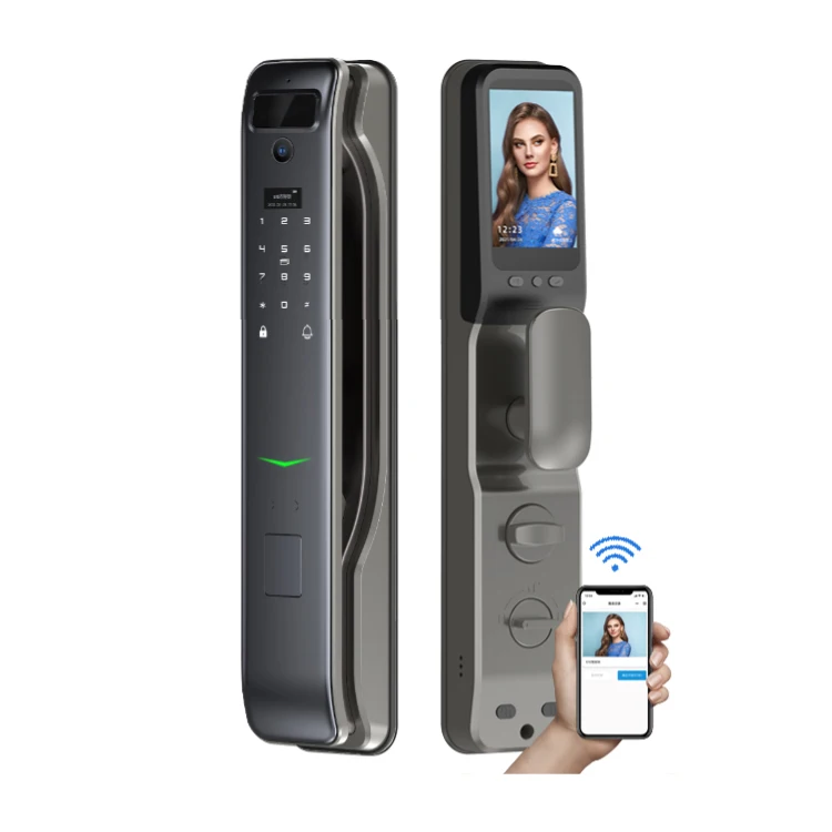 OEM keyless biometric fingerprint main outdoor gate smart mortise rim dool digital door lock tuya wifi app with camera key
