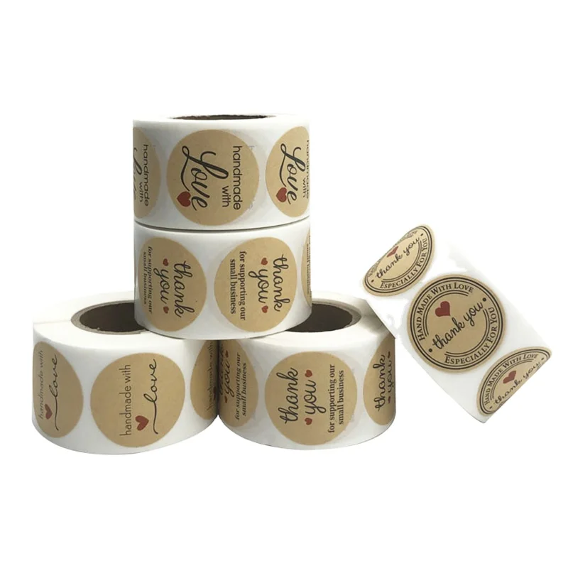 Custom Printed Logo Labels for Packaging Vinyl Waterproof Sticker Printing Roll Label Round Stickers