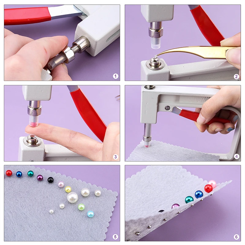 Manual Fixing Pearl Setting Machine Pearl Bead Rivet Setter Tool ABS Round Imitation Pearl Beads 4mm-8mm for Clothes,Crafts