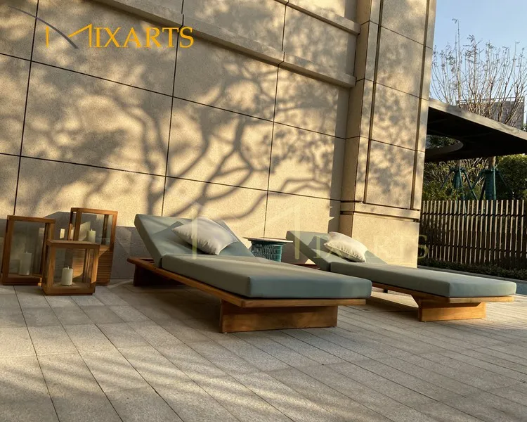 Материалы из тикового дерева, регулируемый наружный шезлонг без подлокотников для бассейна, шезлонг