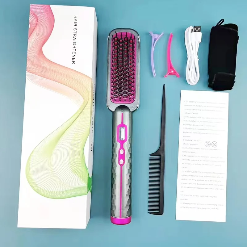 LCD Digital Touch Screen Electric Ionic Generator Designed Straighten comb Professional Home Salon Hair Straightener Brush