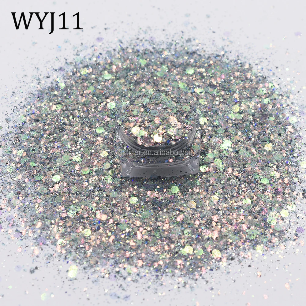 2022 Wholesale new autumn high sparkle holographic glitter cosmetic chunky mix glitter for craft supplies