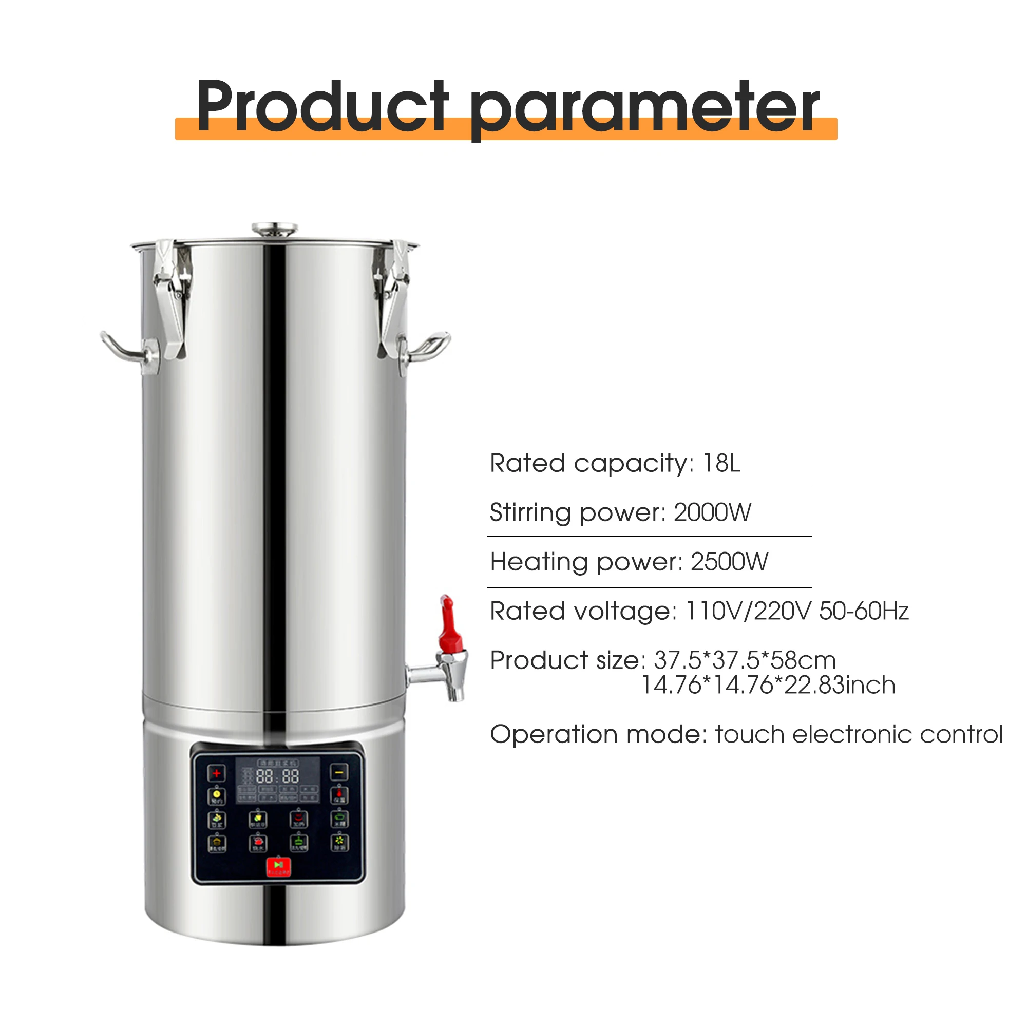 1600W Latest Version Commercial Soybean Milk Machine 18L Capacity Auto Soy Bean Maker  Soymilk Maker with Stirring and Heating F