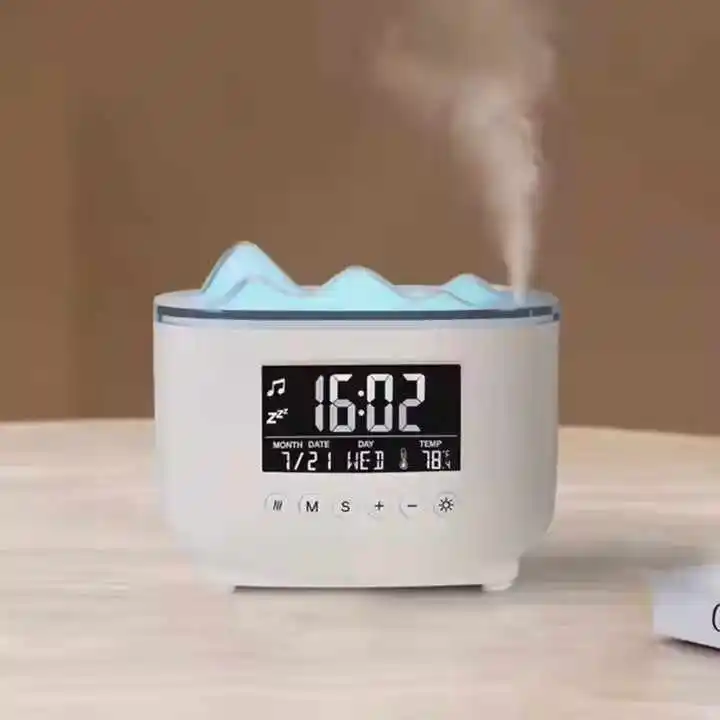 Essential Oil Diffuser with BT Speakers + Digital Clock , Night Light Aroma Mist Humidifier for Large Room, Office, Yoga