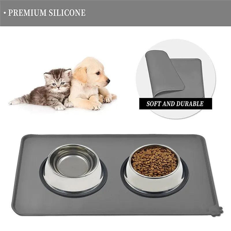 Non Slip Silicone Waterproof Dog Cat Pet Mats Pet Bowl Mat for Food and Water Silicone Pet Feeding Mat
